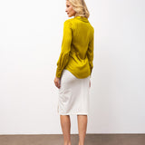 Satin Long-Sleeved Blouse - Mustard
