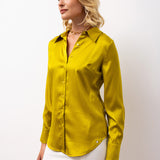 Satin Long-Sleeved Blouse - Mustard