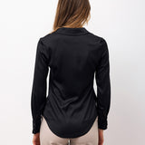 Satin Long-Sleeved Blouse - Black