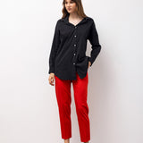 Back Button Detail Long Shirt – Black