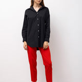 Back Button Detail Long Shirt – Black