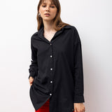 Back Button Detail Long Shirt – Black