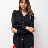 Back Button Detail Long Shirt – Black