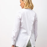 Back Button Detail Cotton Shirt – White