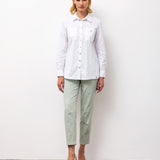 Back Button Detail Cotton Shirt – White