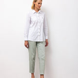 Back Button Detail Cotton Shirt – White