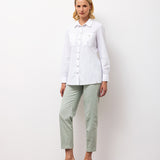 Back Button Detail Cotton Shirt – White