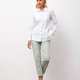 Back Button Detail Cotton Shirt – White