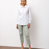 Back Button Detail Cotton Shirt – White