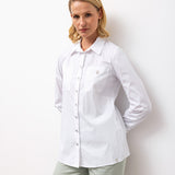 Back Button Detail Cotton Shirt – White