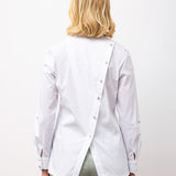 Back Button Detail Cotton Shirt – White