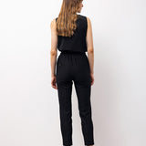 Black Woven High-Waisted Tapered Trousers