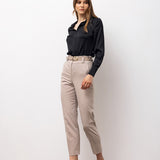 Tailored Ankle Trousers with Belt - Beige