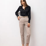Tailored Ankle Trousers with Belt - Beige
