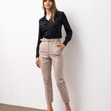 Tailored Ankle Trousers with Belt - Beige
