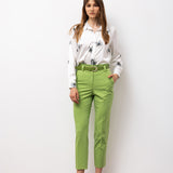 Tailored Ankle Trousers with Belt - Green