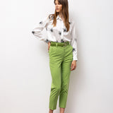 Tailored Ankle Trousers with Belt - Green
