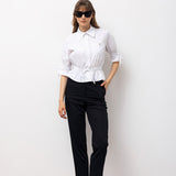 Tailored Ankle Trousers with Belt - Black