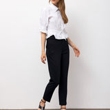 Tailored Ankle Trousers with Belt - Black