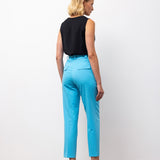 Tailored Ankle Trousers with Belt - Turquoise