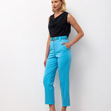 Tailored Ankle Trousers with Belt - Turquoise