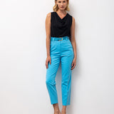Tailored Ankle Trousers with Belt - Turquoise