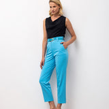 Tailored Ankle Trousers with Belt - Turquoise