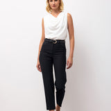 Classic Belted Ankle Trousers – Black