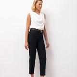 Classic Belted Ankle Trousers – Black