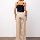High-Waisted Wide-Leg Trousers – Beige