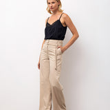 High-Waisted Wide-Leg Trousers – Beige