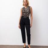 High-Waist Pleated Trousers - Black