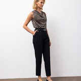 High-Waist Pleated Trousers - Black