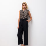 Double-Pleat Cuffed Hem Pants - Black