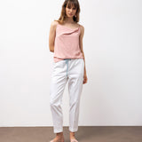 High-Waisted Relaxed Cotton Pants - White
