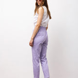 High-Waisted Relaxed Cotton Pants - Lilac