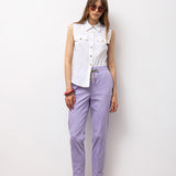 High-Waisted Relaxed Cotton Pants - Lilac
