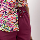 High-Waisted Relaxed Cotton Pants - Plum