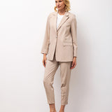 Classic Blazer & Slim Trousers Set - Beige