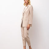Classic Blazer & Slim Trousers Set - Beige