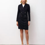 Double-Breasted Blazer & Skirt Set – Black