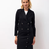 Double-Breasted Blazer & Skirt Set – Black