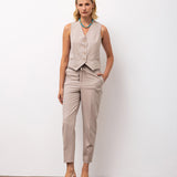 Sleeveless Vest & Tapered Trousers Set - Beige