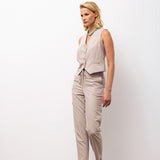 Sleeveless Vest & Tapered Trousers Set - Beige