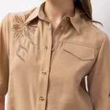 Embroidered Shirt & A-Line Skirt Set