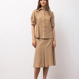 Embroidered Shirt & A-Line Skirt Set