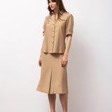 Embroidered Shirt & A-Line Skirt Set