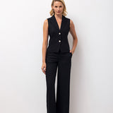 Sleeveless Blazer & Wide-Leg Trousers Set