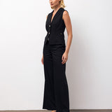 Sleeveless Blazer & Wide-Leg Trousers Set