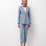 Single-Breasted Blazer & Slim Trousers Set - Blue